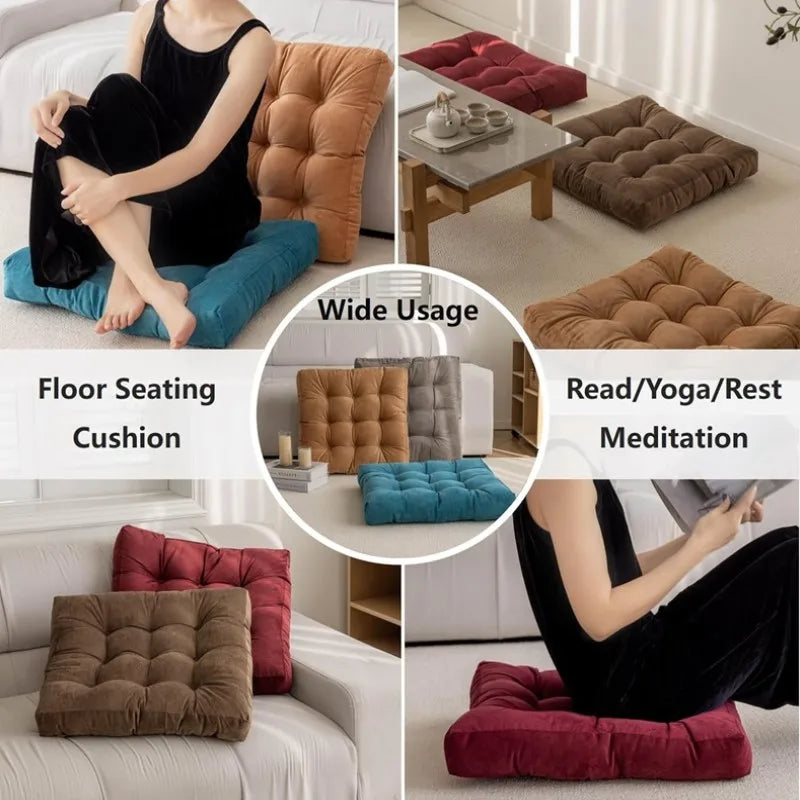 Coussin de sol yoga violet touffeté