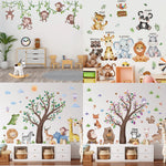 Autocollants muraux animaux jungle safari multicolores