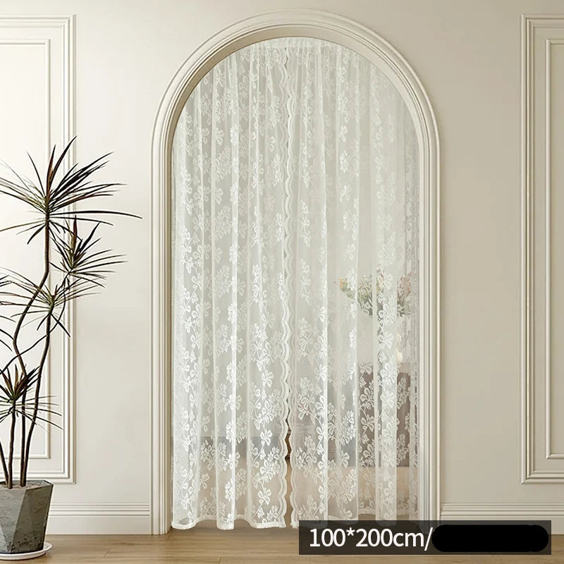 Rideau en dentelle blanche élégant pour arche intérieure, dimensions 100×200 cm