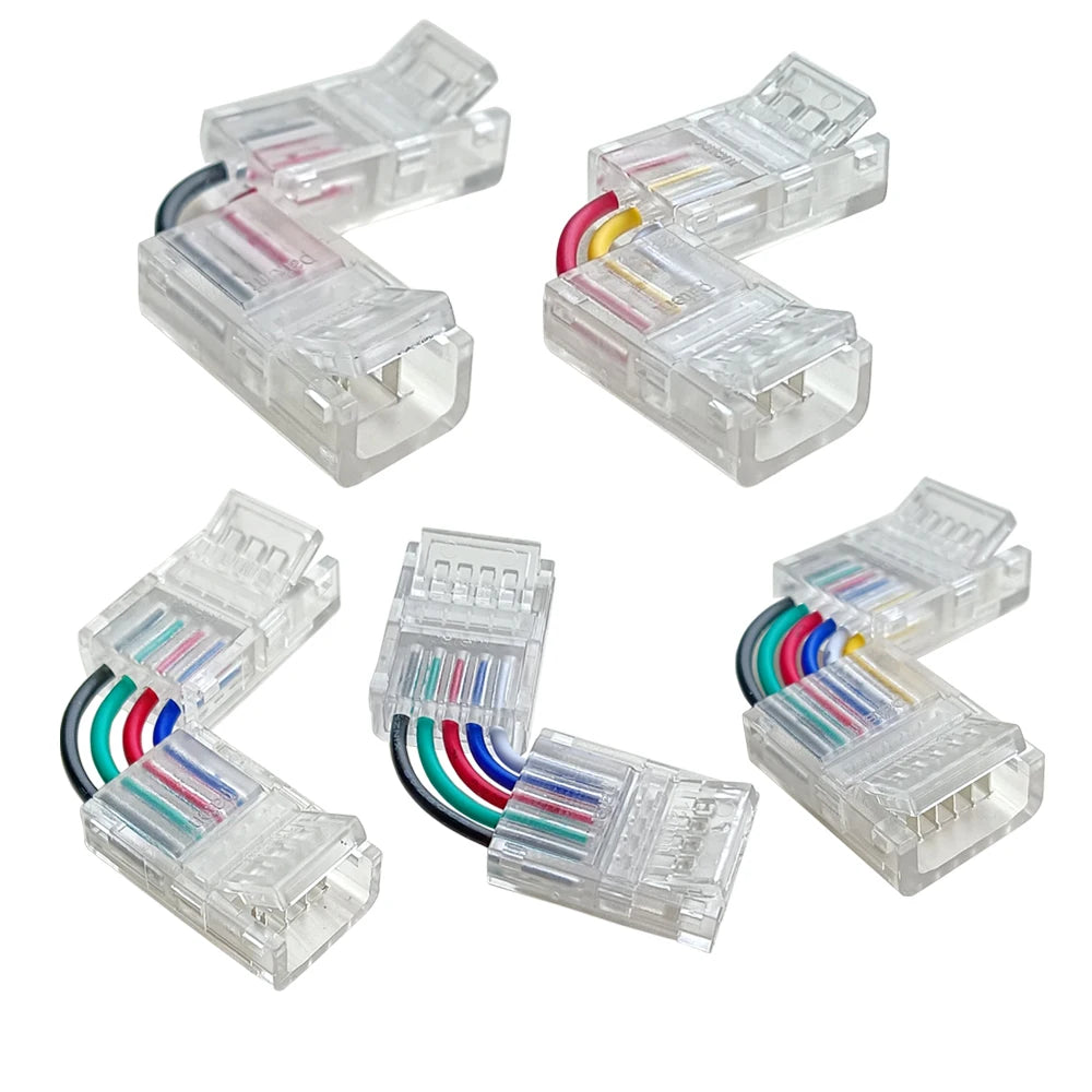 Détail du connecteur d'angle LED montrant les broches de connexion