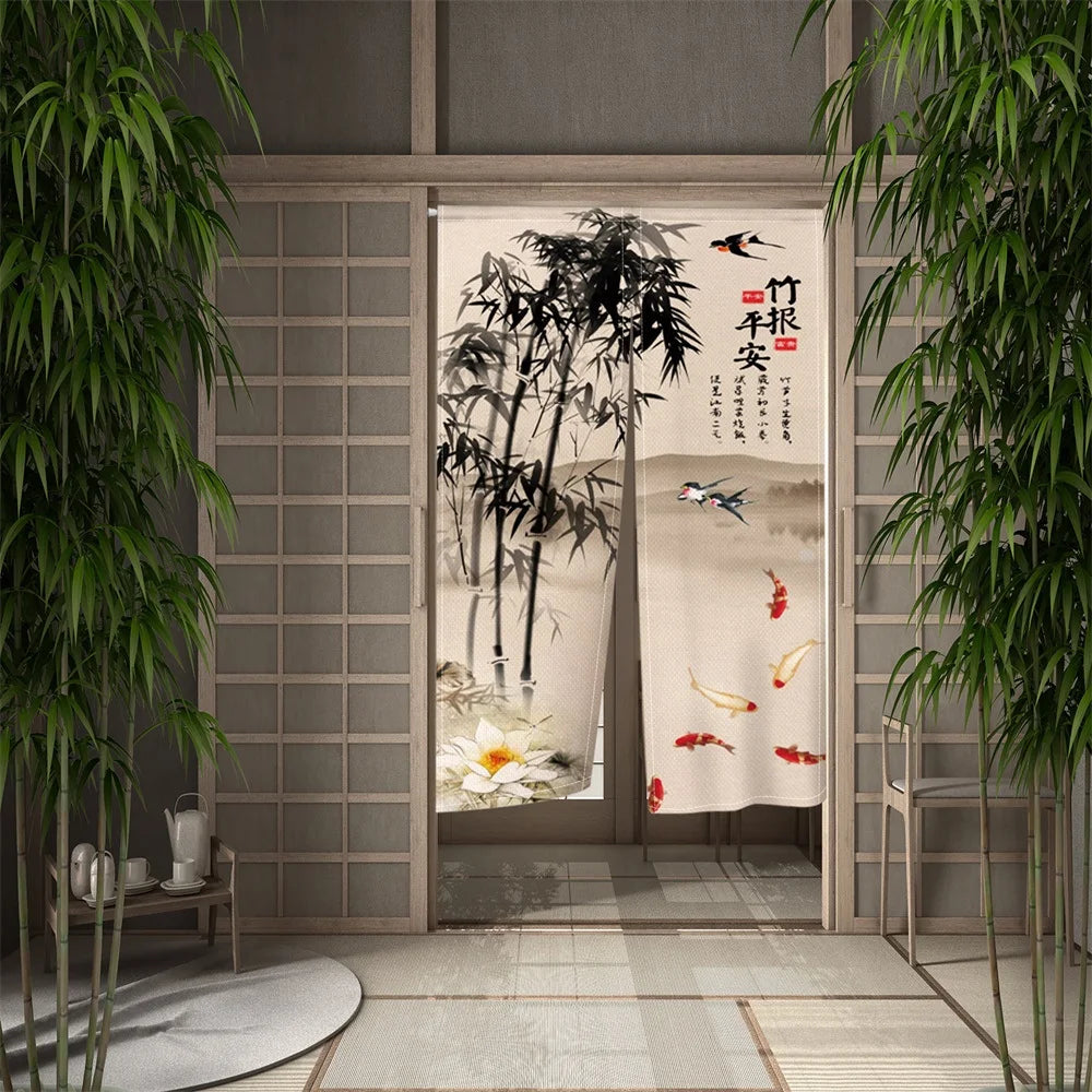 Rideau de porte en bambou dans différentes couleurs disponibles chez Ombre Interieur