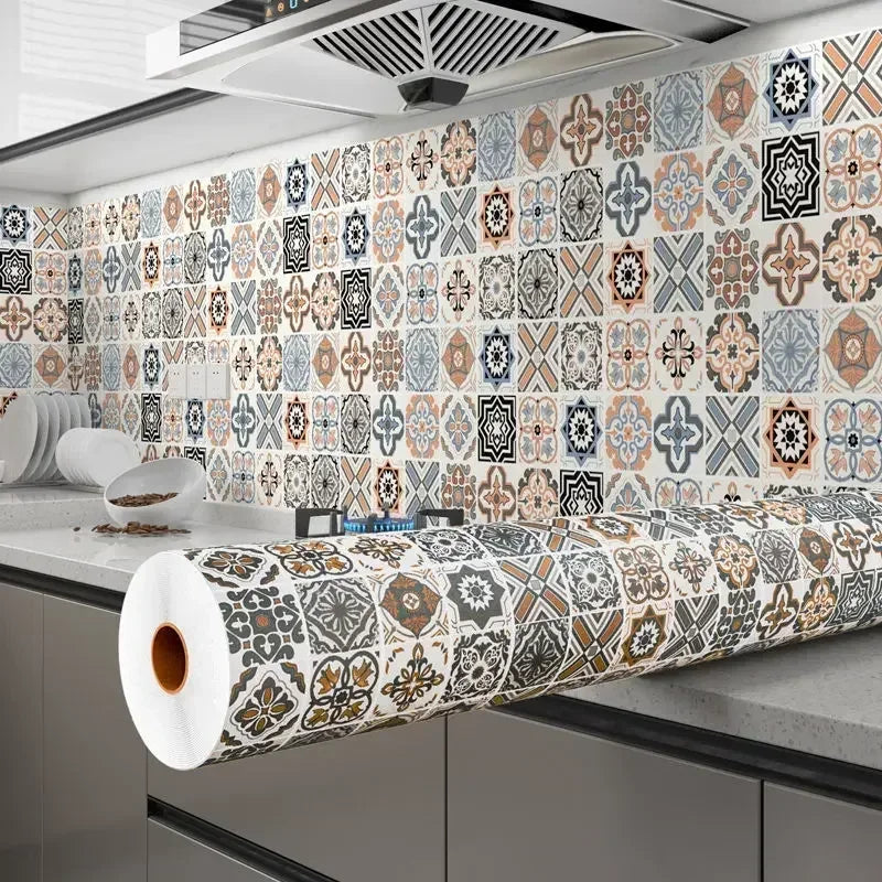 Autocollant mural cuisine multicolore motif bande