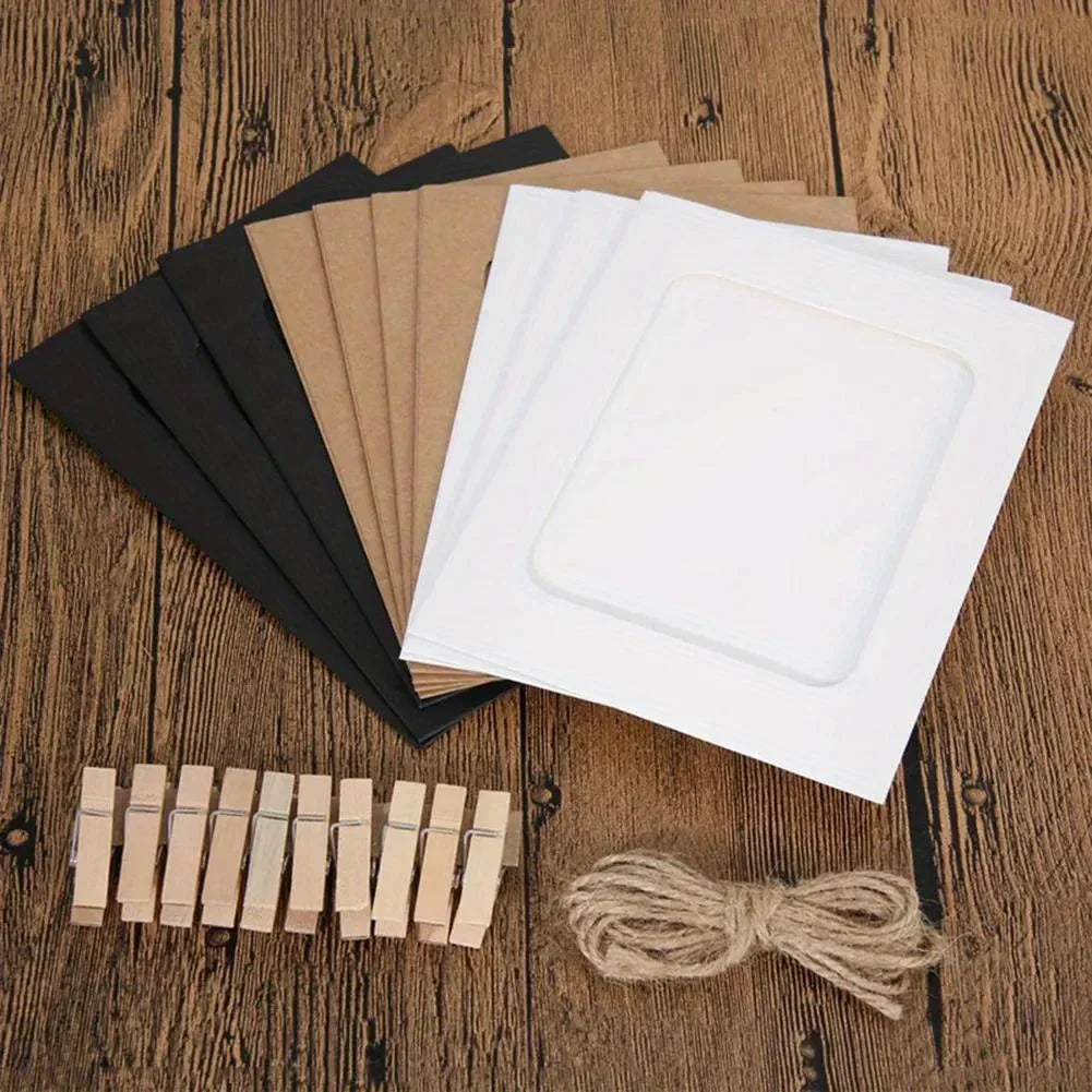 Cadre photo carton blanc avec clip bois
