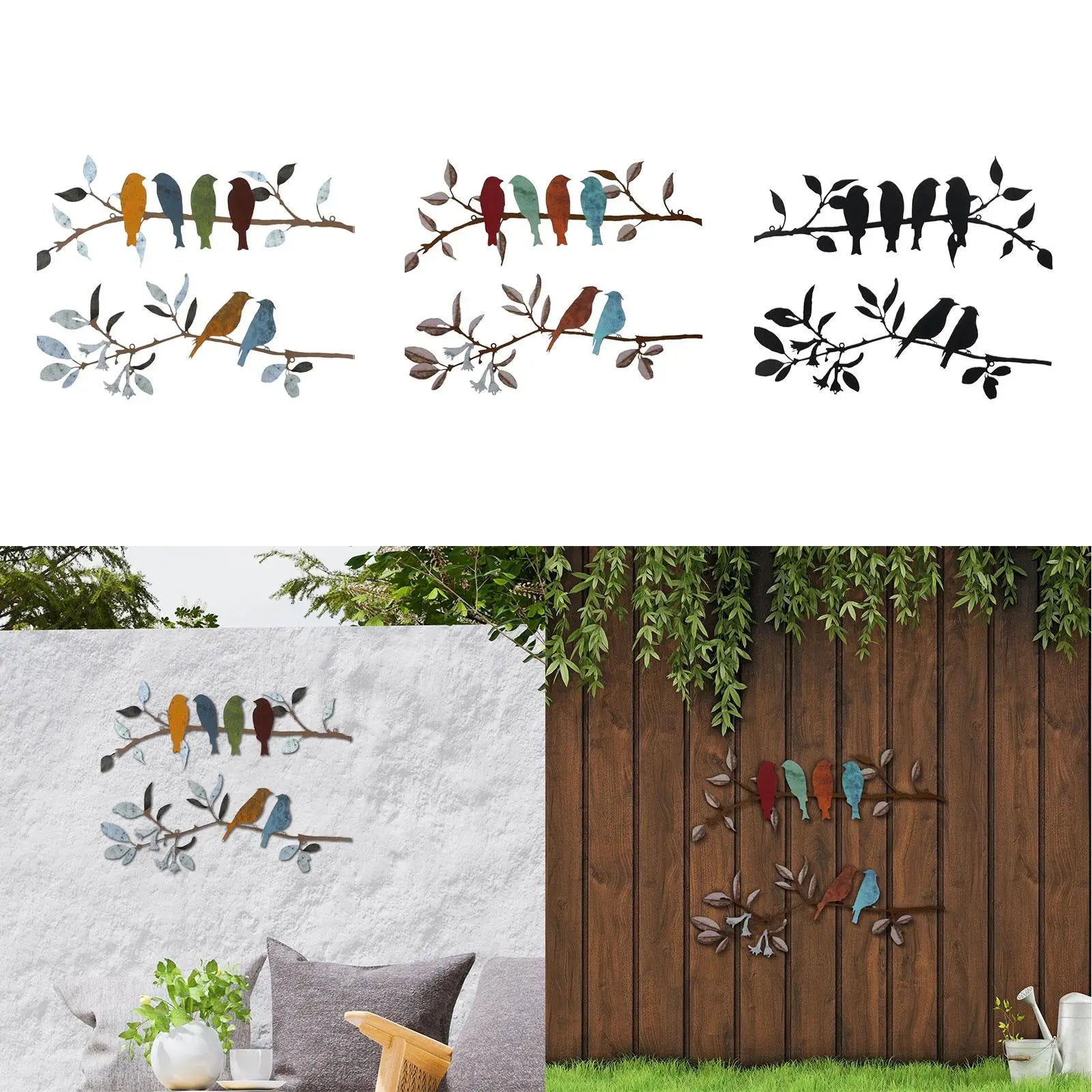 Décoration murale oiseaux en métal jaune clair dans un salon moderne