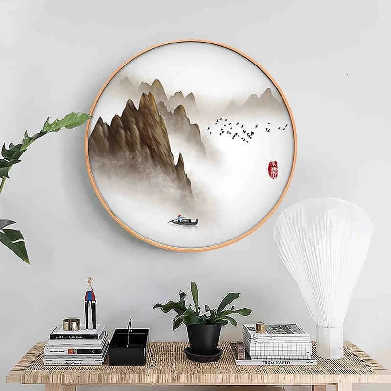 Cadre photo rond en bois blanc