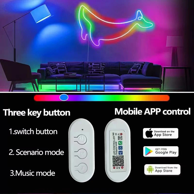 Ruban LED néon en extérieur sur terrasse