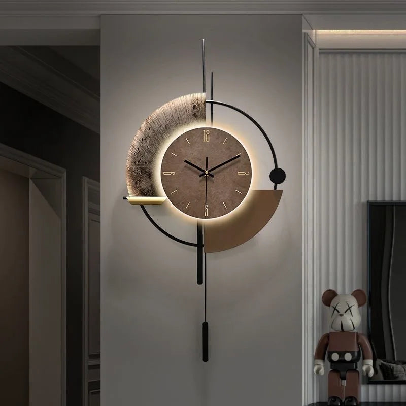 Horloge murale LED verte design salon