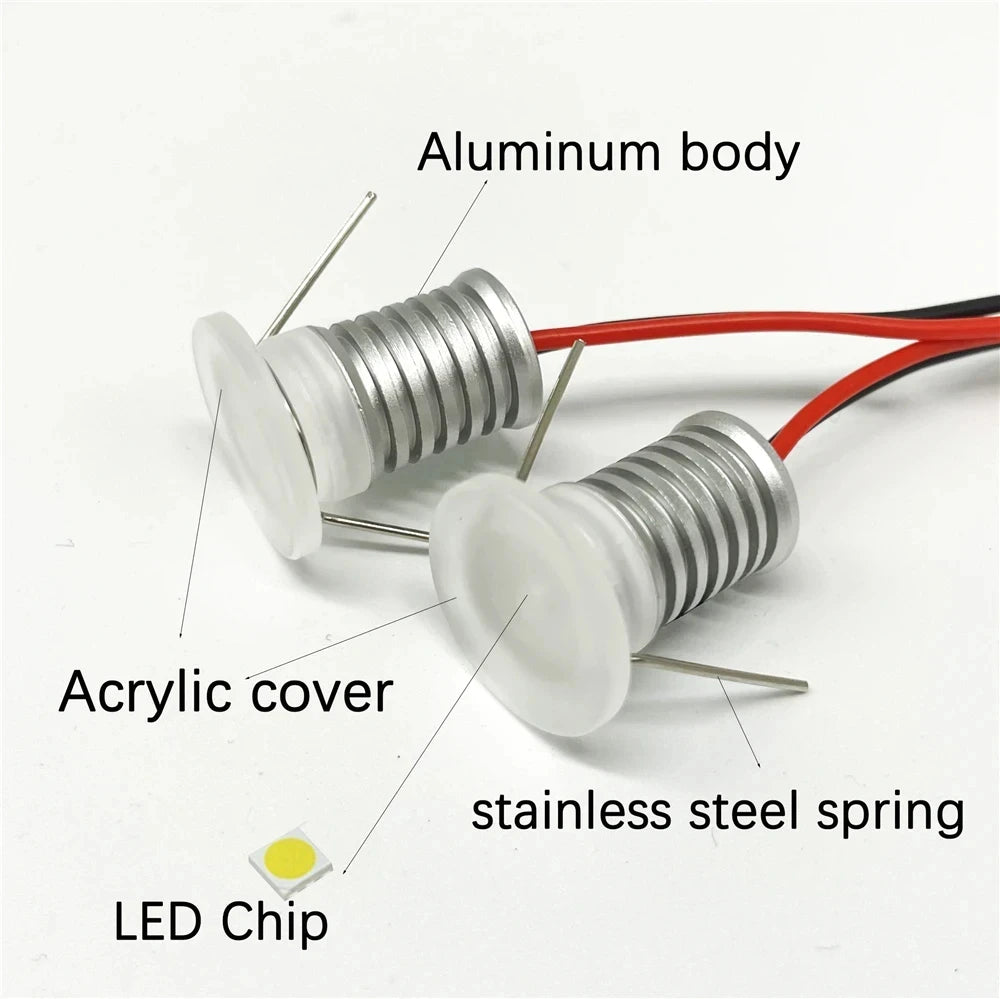 Détail du spot LED 1W DC12V avec diamètre de découpe 13mm