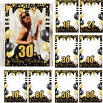 Cadre photo booth anniversaire adulte noir et or avec paillettes