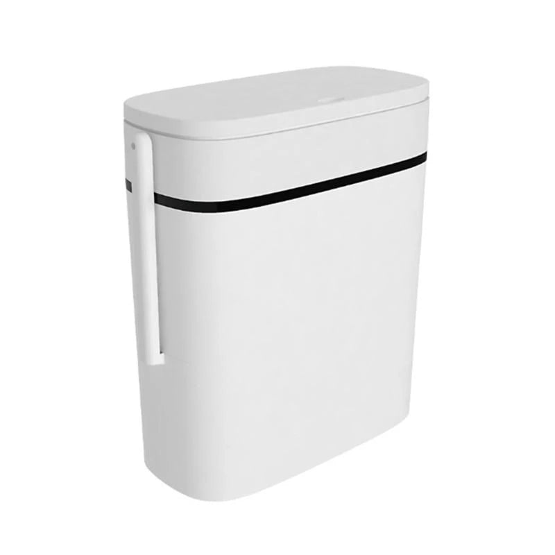 Poubelle de salle de bain 14L blanche avec couvercle à pression