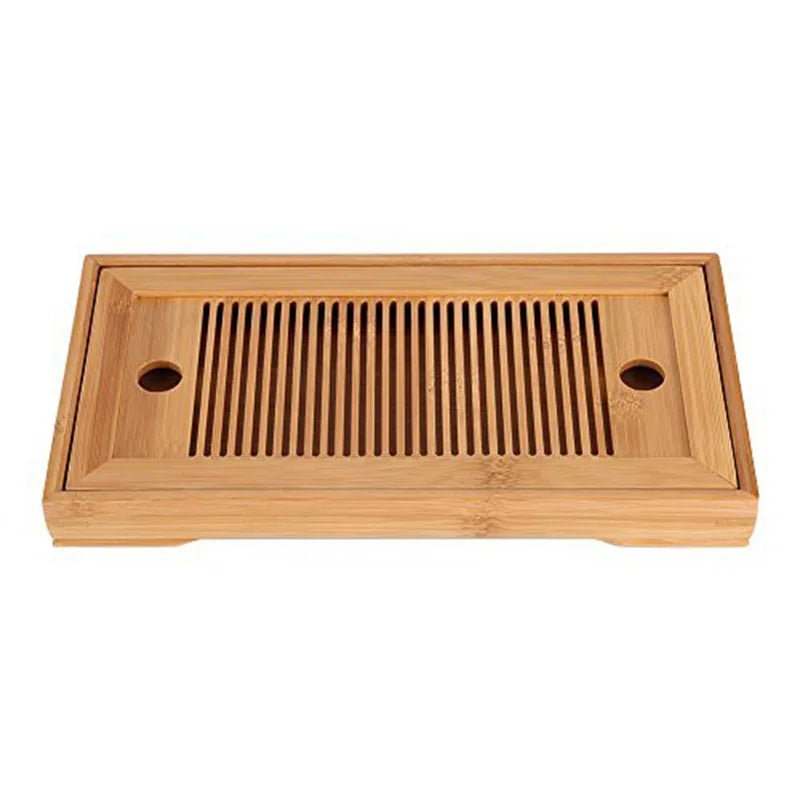 Table à thé en bambou vert clair avec théière et tasses