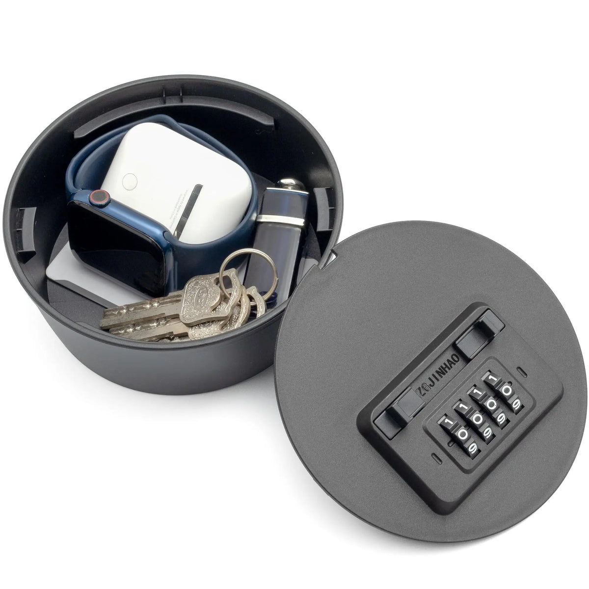 Cache pot de fleurs noir avec serrure à code