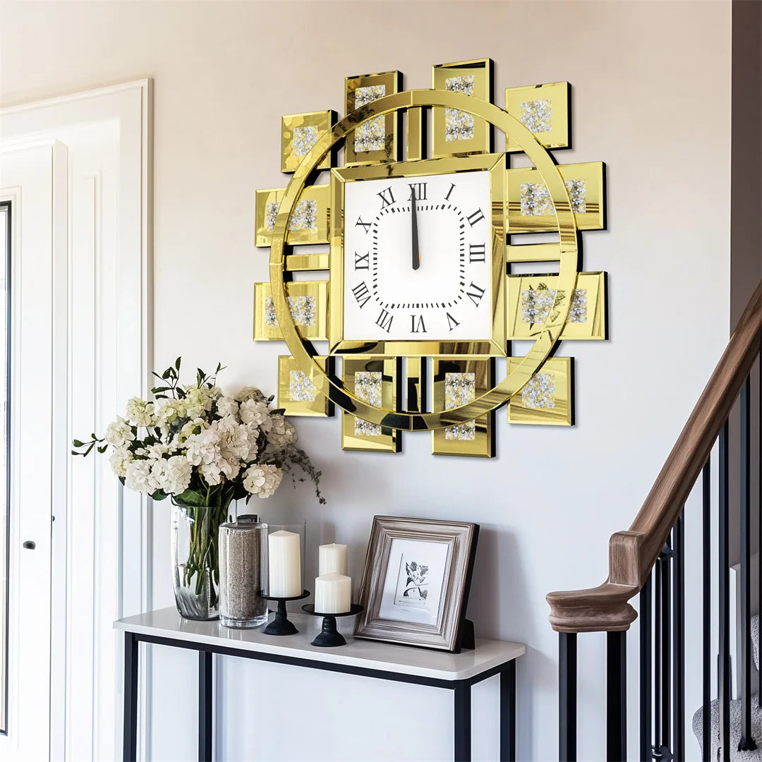 Horloge murale design 60 cm incrustation diamant concassé