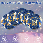 Nappe et assiettes jetables bleues pour fête