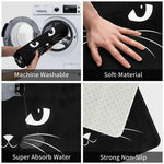 Détail du motif chat noir sur paillasson polyester