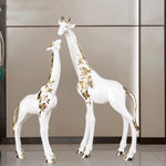 Statue girafe résine gris clair décoration sol salon