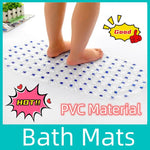 Tapis de bain antidérapant PVC rectangulaire vert posé dans une douche moderne