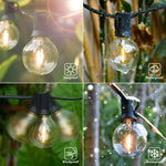 Guirlande lumineuse LED décorant une terrasse avec ambiance guinguette