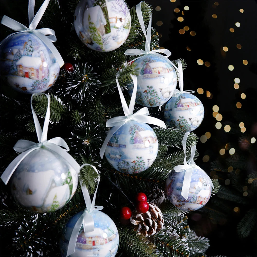 Boules de Noël multicolores avec plumes pour arbre de Noël