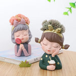 Pot de fleur jaune design fille