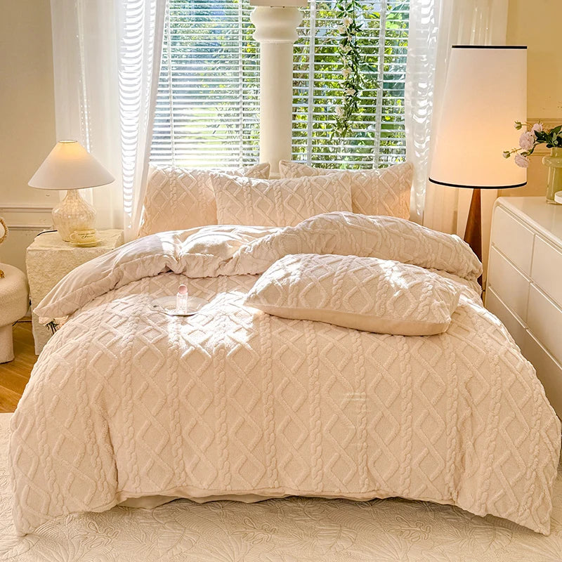 Housse de couette velours bleue douce