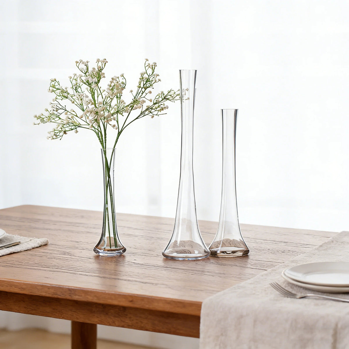Vase de sol en verre transparent avec fleur unique