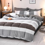 Housse de couette rayures géométriques 3 pièces sur lit Queen