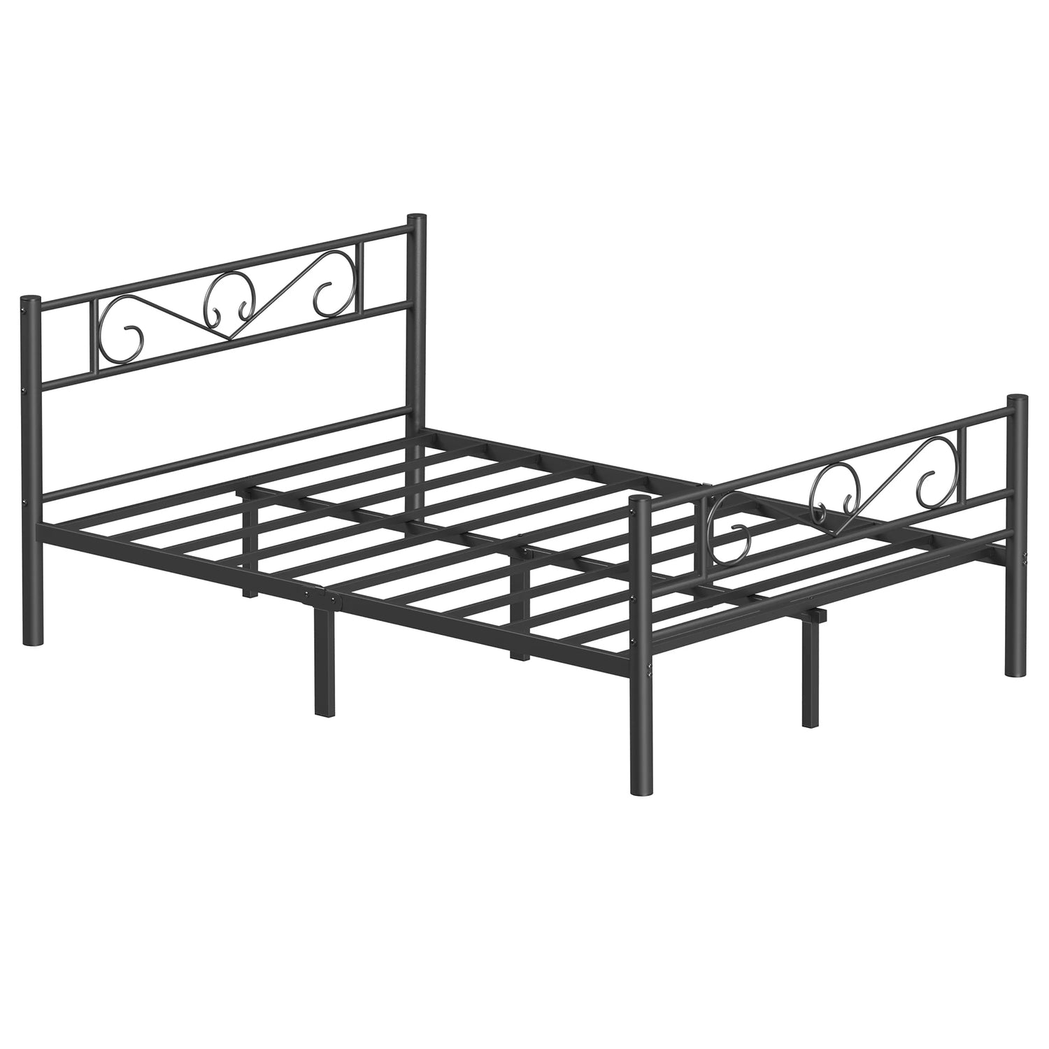 Cadre de lit double 140x190 en métal blanc, élégant et robuste