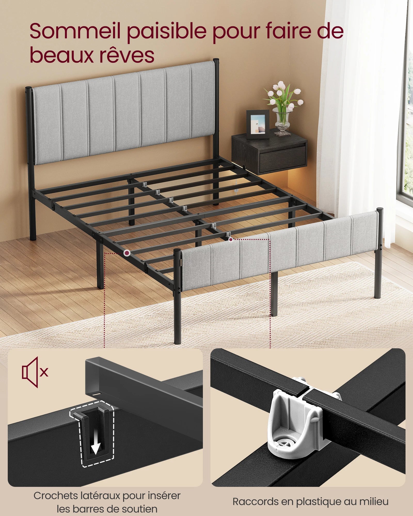 Espace sous-lit de 31,5 cm pour rangement pratique et organisation