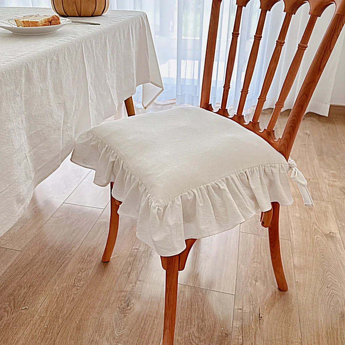 Housse coussin chaise coton beige