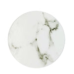 Plaque ronde en marbre blanc veiné gris, élégante et épurée.