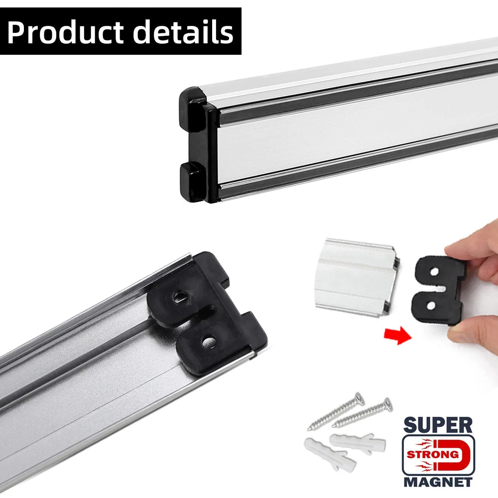 Porte-couteau magnétique blanc sur mur de cuisine