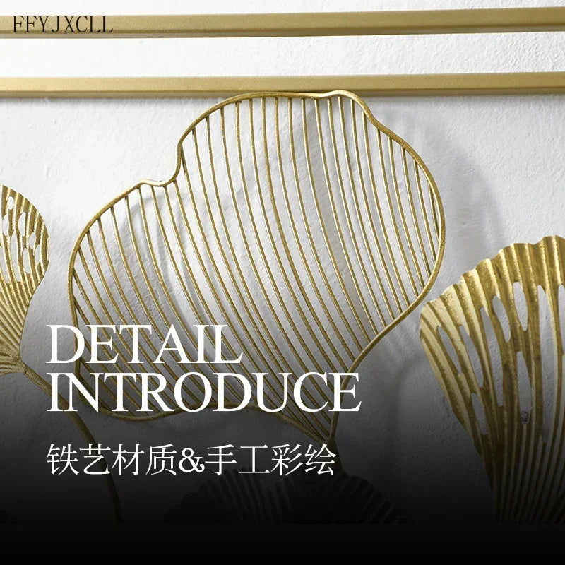 Effet tridimensionnel de la décoration murale ginkgo dans un salon