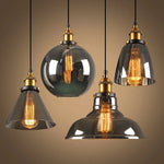 Lampe suspendue industrielle vintage en verre bleu profond