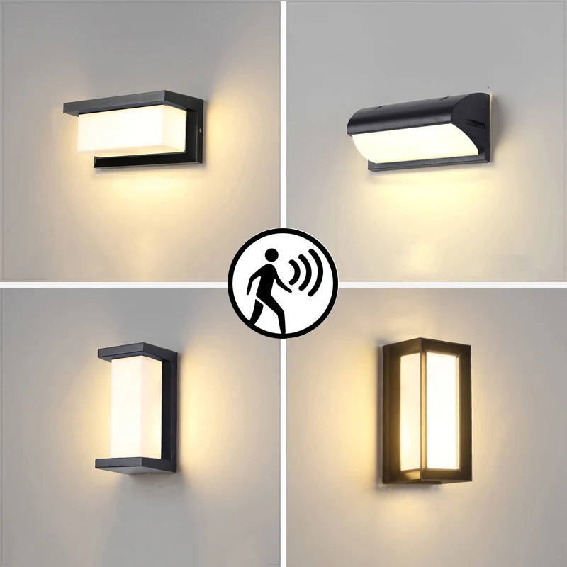 Applique murale LED noire avec détecteur de mouvement pour extérieur