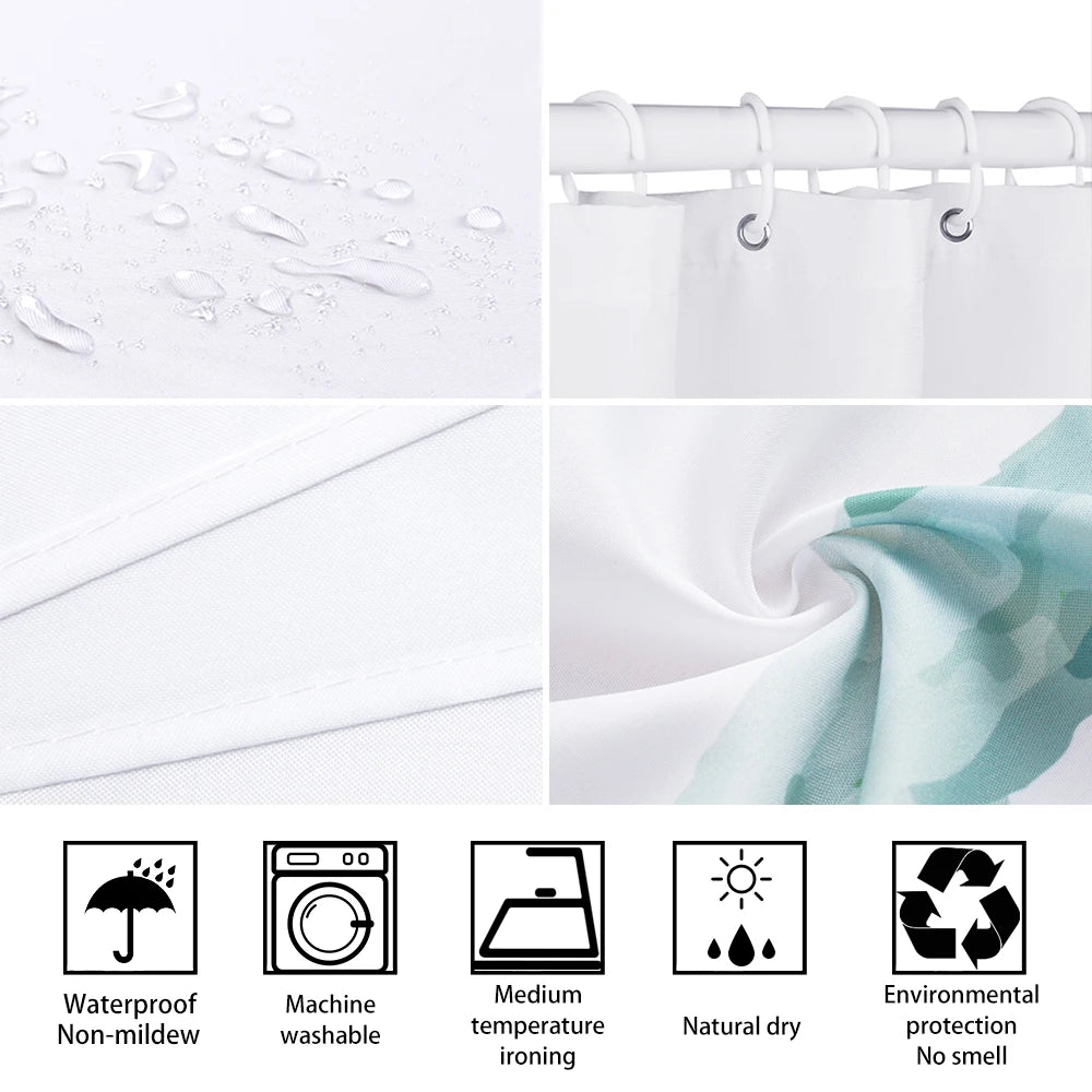 Motif plante sur rideau de douche rétro personnalisable