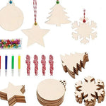 Kit de 10 ornements de Noël en bois à personnaliser - vue d'ensemble