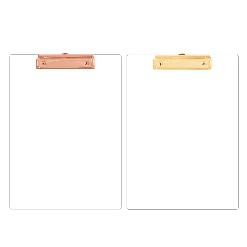 Presse-papier A4 acrylique transparent sur bureau moderne