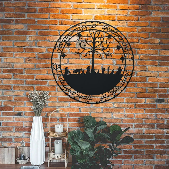Panneau mural métal noir inspiré du Seigneur des Anneaux décor Hobbit