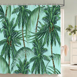 Image d'élégants rideaux longs aux couleurs tropicales, ornés de motifs de palmiers verts luxuriants. Ces rideaux, confectionnés à partir d'un tissu léger et aéré, peuvent ajouter une touche estivale et exotique à tout espace intérieur, tout en offrant une protection contre la lumière du soleil. Parfaits pour ceux qui recherchent un style de décoration inspiré de la nature.