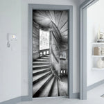 Autocollant mural porte effet escalier spirale