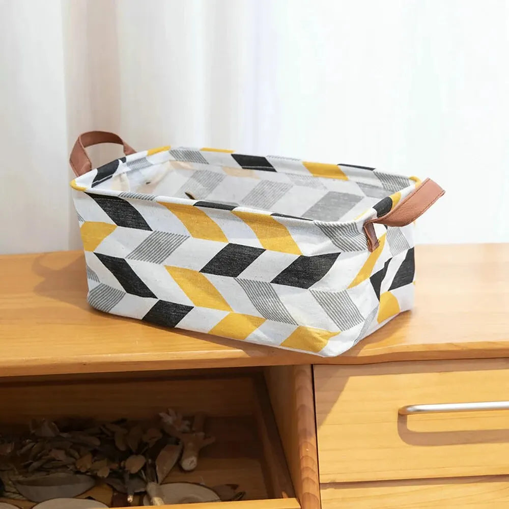 Boîte de rangement tissu bleu avec poignée pour organisation