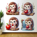 Autocollant mural hérisson mignon en couleur beige pour chambre parentale