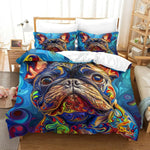 Détail du tissu microfibre doux et imprimé Bouledogue français