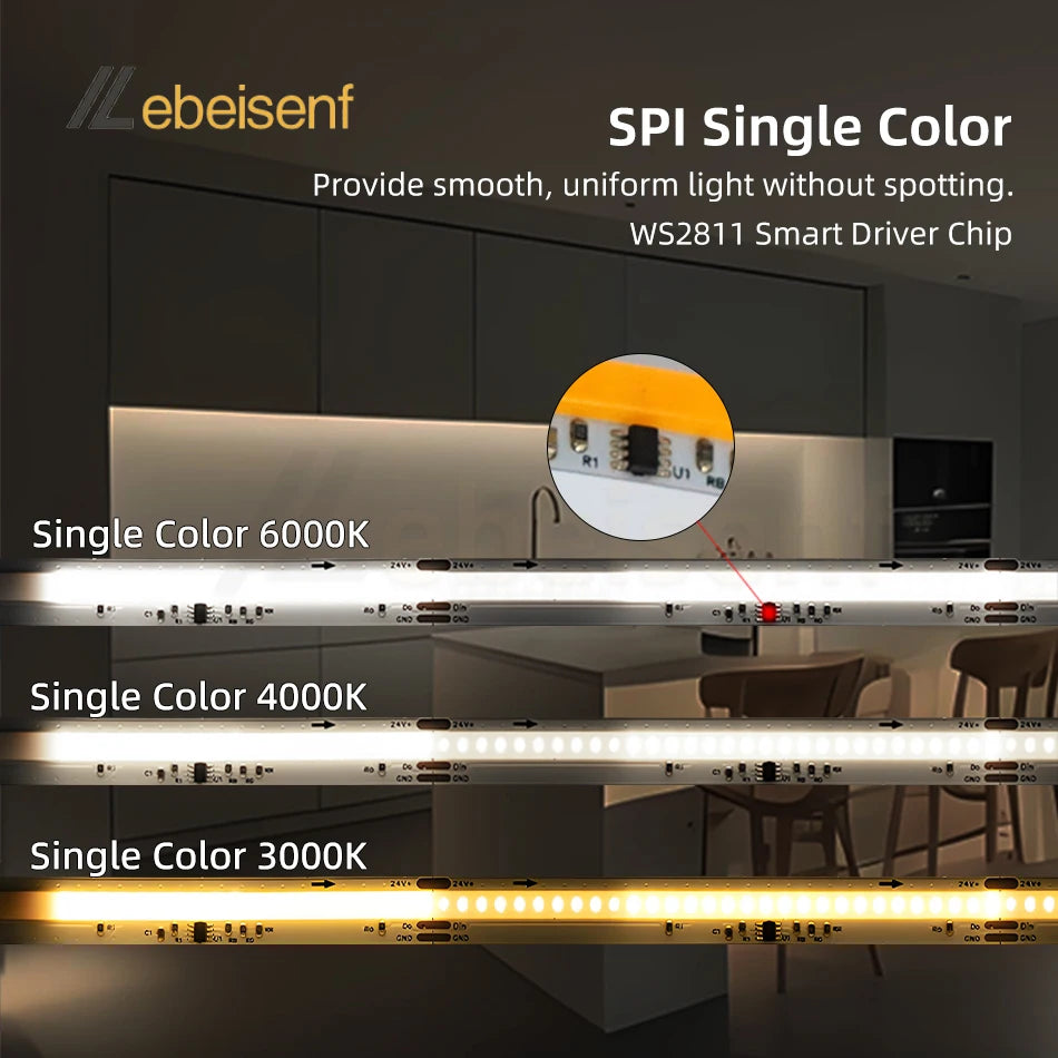 Ruban LED COB flexible 10mm pour éclairage sous meuble