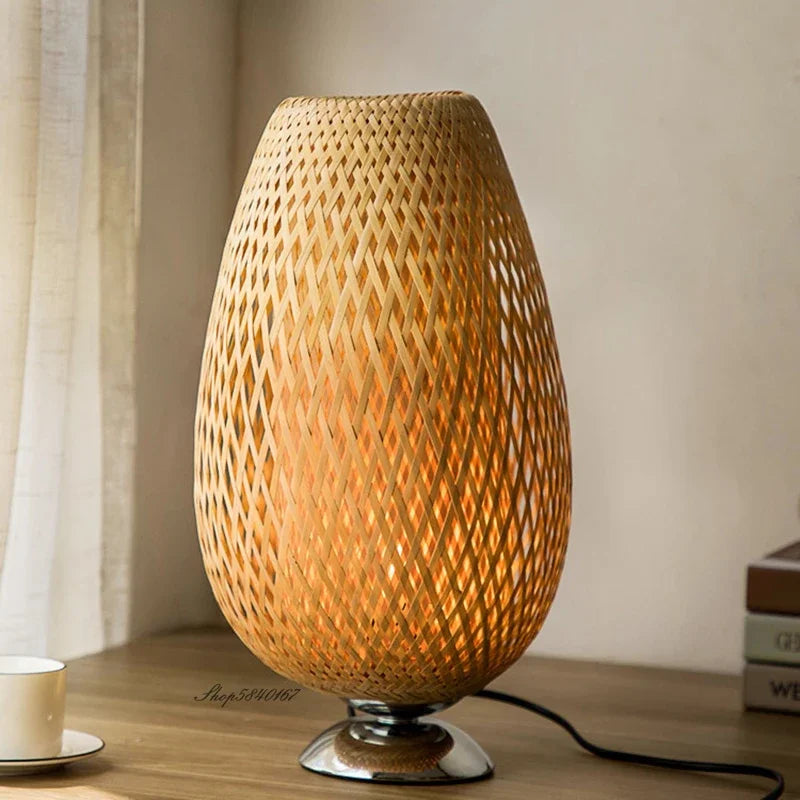 Lampe de chevet en bambou noire