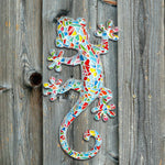 Gecko bleu ciel résine décoration extérieur