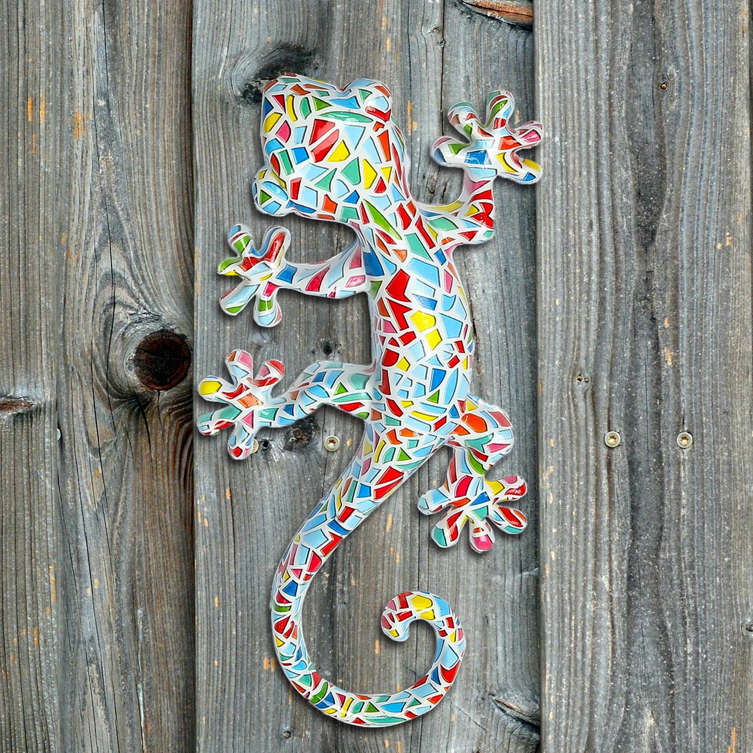 Gecko bleu ciel résine décoration extérieur