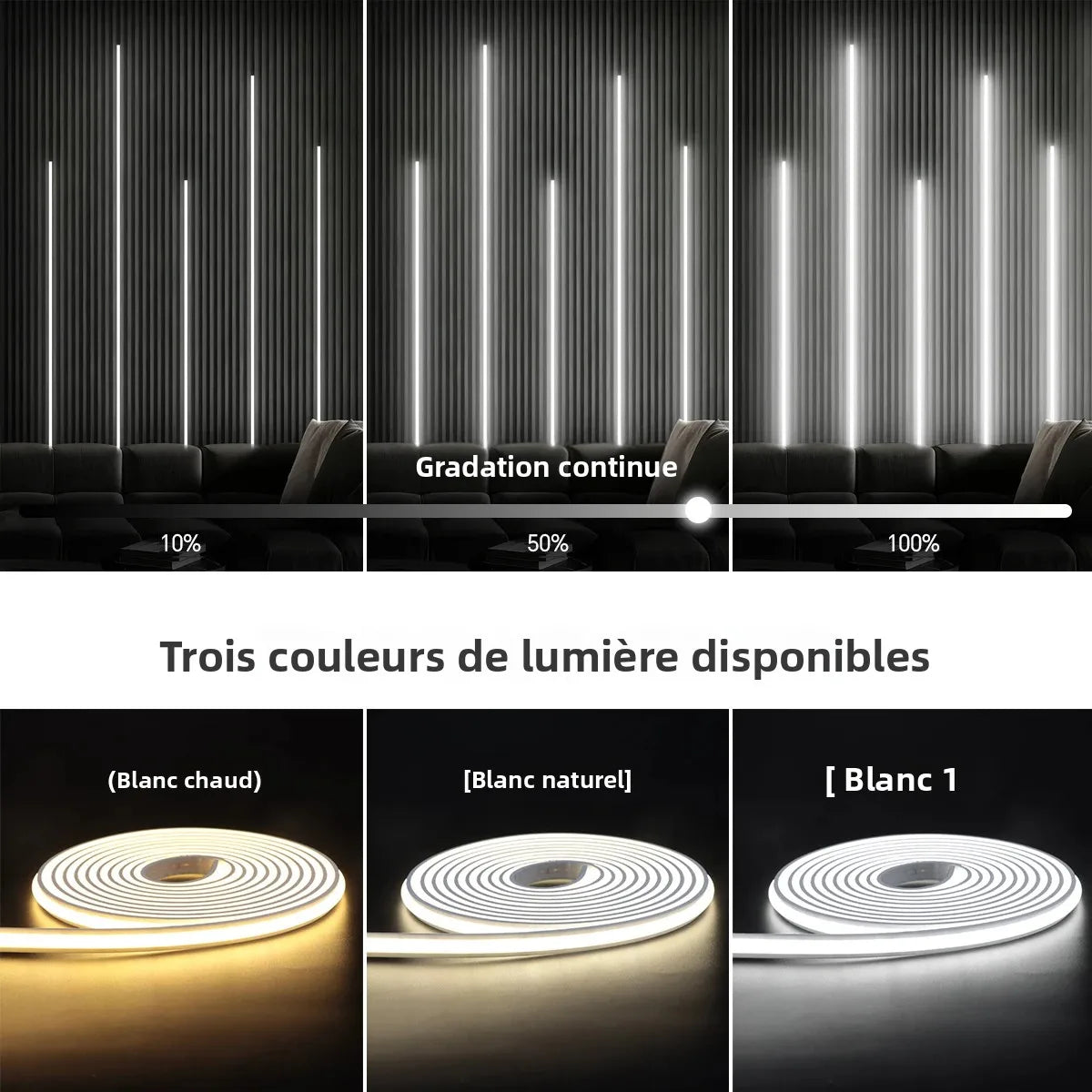 Ruban LED néon flexible installation murale