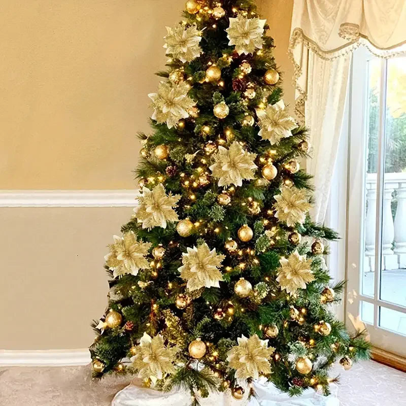 Sapin de Noël PVC vert avec boules rouges et dorées